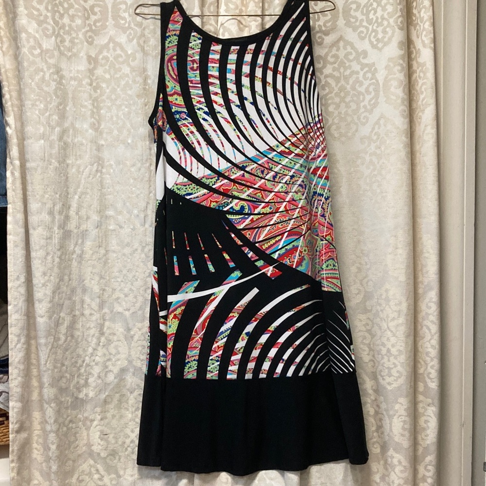 Ronni Nicole Black and Multicolor Patterned Mini Dress